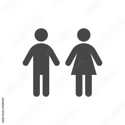 Man and woman toilet black vector icon. Men, women, lady and gentlemen body figure wc symbols.