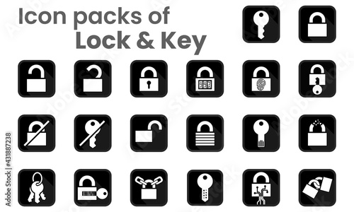 Icon packs of Locking and Unlocking. 
Graphic vector icon packs of lock and keys