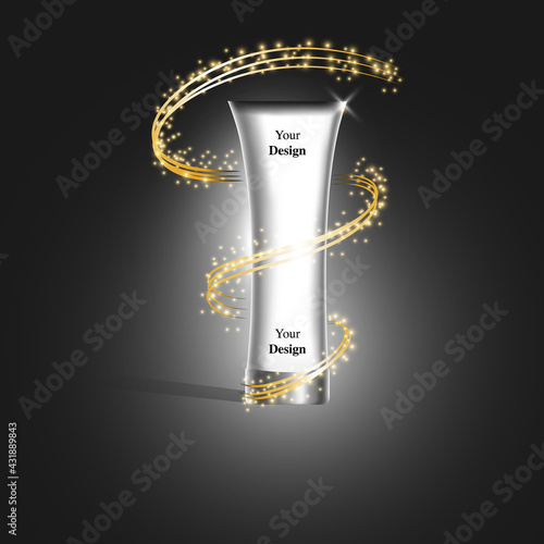 bottle of shampoo on gray background