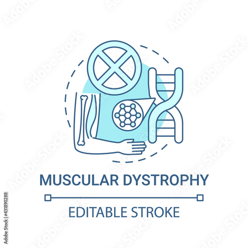 Muscular dystrophy blue concept icon. Health issue. Chromosome mutation. Hereditary illness. Genetic disorder idea thin line illustration. Vector isolated outline RGB color drawing. Editable stroke photo