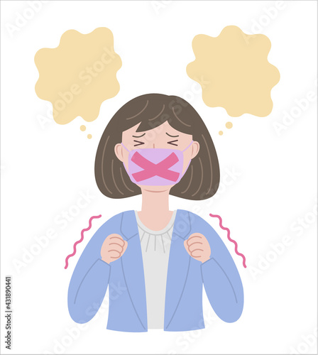 Woman who tries not to say what she wants to say     言いたいことを我慢している女性