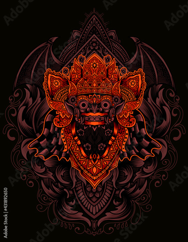 illustration vector barong with vintage engraving ornament