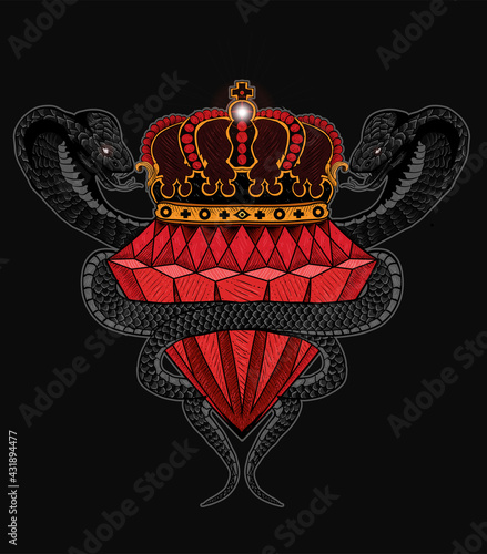 illustration vector vintage snake diamond king