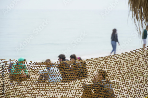 shading on a terrace on the beach in Vama Veche, Romania.