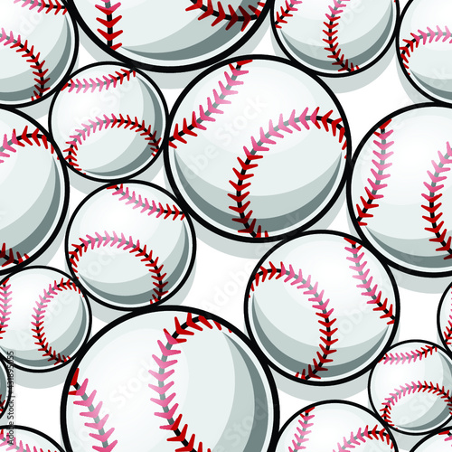 Baseball softball ball seamless pattern vector graphic. Ideal for wallpaper, packaging, fabric, textile, wrapping paper design and any kind of decoration.