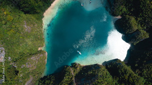 Top view of Pileh island in area of Phi phi leh. The place where can swimming inside with beautiful nature of sea.