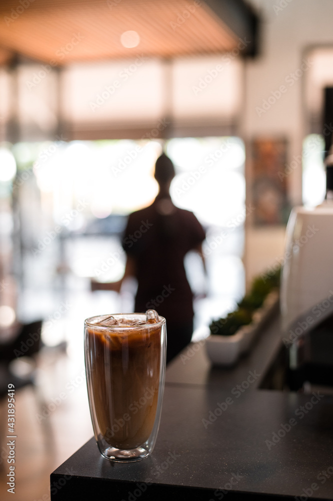 iced coffee on the table inside cafe iced coffee on the table inside cafe