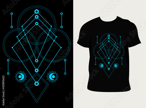 illustration vector sacred geometry with t shirt design