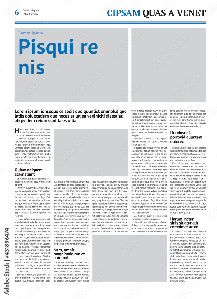 Obraz premium Newspaper design template with blue headline