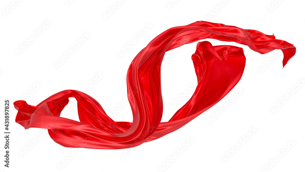 Beautiful flowing fabric of red wavy silk or satin. 3d rendering image. Beautiful flowing fabric of red wavy silk or satin. 3d rendering image.
