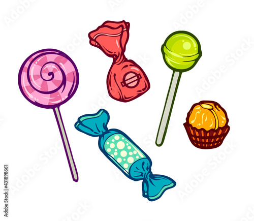 candy cartoon set isolated on white background vector illustration can use for design