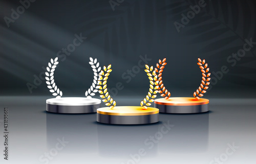White winners podium for business concepts, Podium set object. Vector