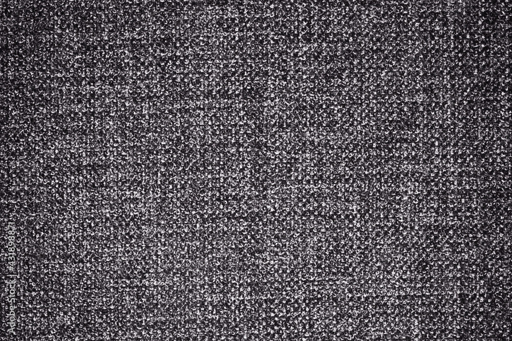 Fototapeta premium Gray checkered fabric background. Dark textile texture.