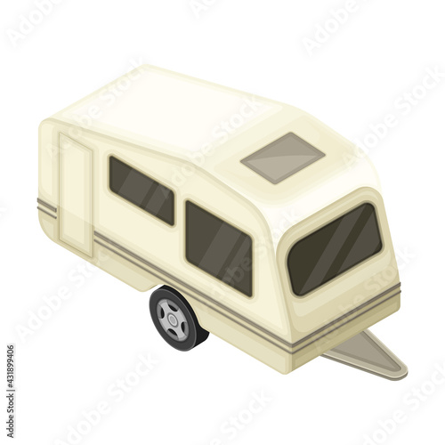 Caravan or Travel Trailer as Home During Journey or Vacation Isometric Vector Illustration