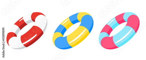swimming ring, lifebuoy set vector illustration isolated photo