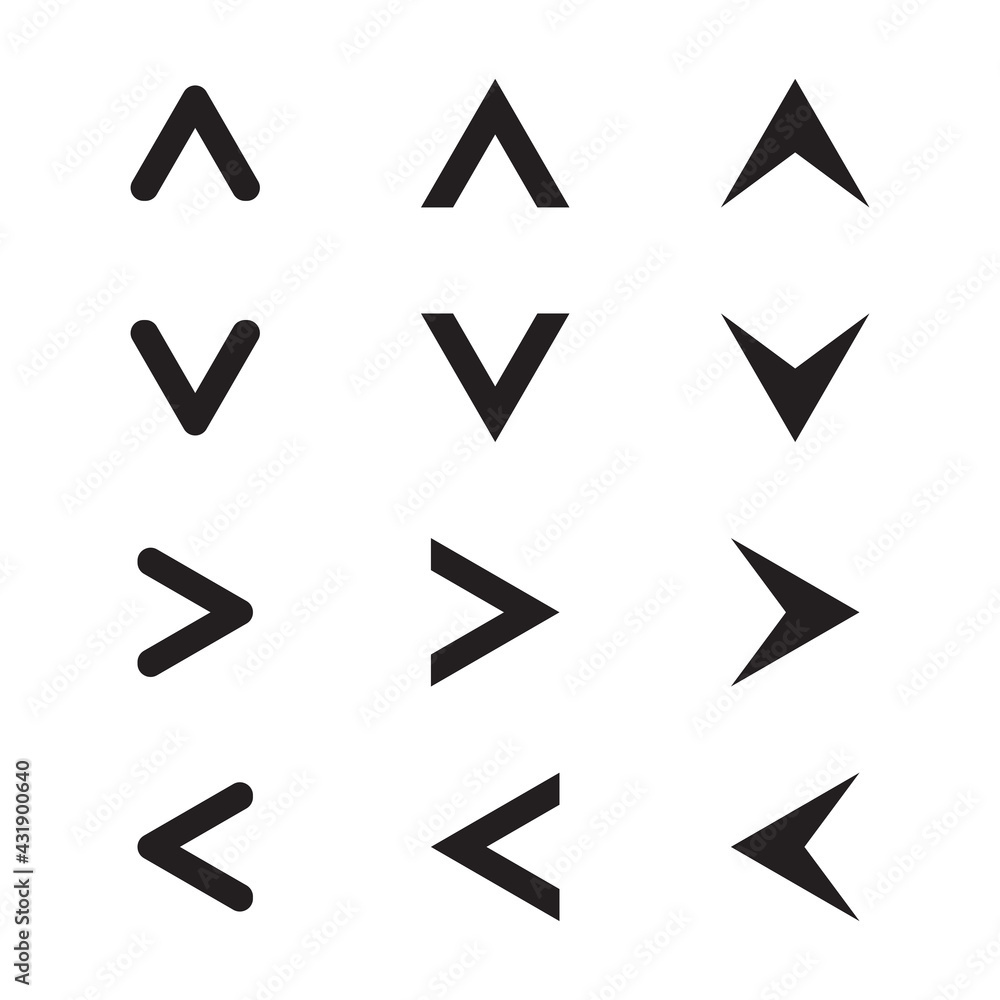 Set of new style black vector arrows Set of new style black vector arrows