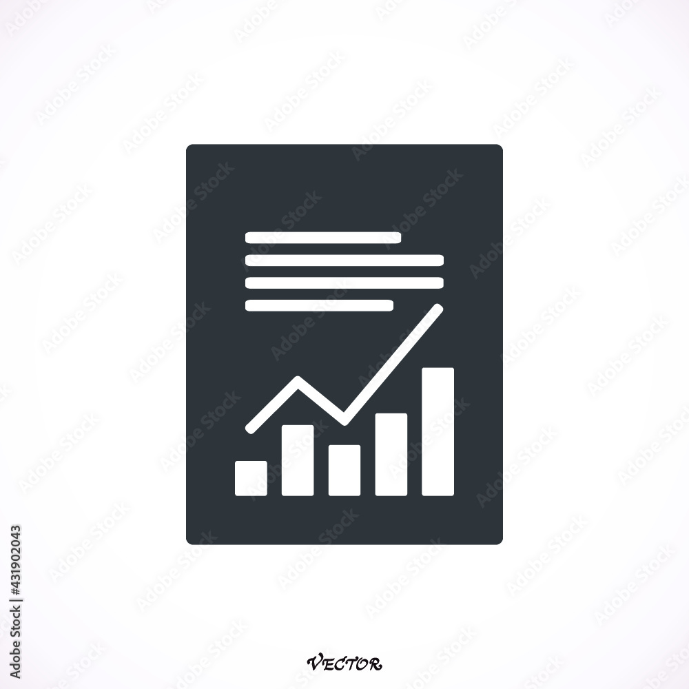 Report text file icon. Document with chart symbol. Accounting sign. Flat icon on white background. Vector Report text file icon. Document with chart symbol. Accounting sign. Flat icon on white background. Vector