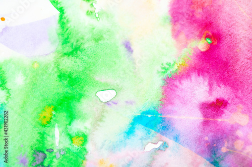Vibrant Painted Splatters and Abstract Watercolour Textured Background © squeebcreative