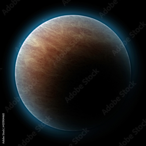 Planet with atmosphere. Isolated on a black background.