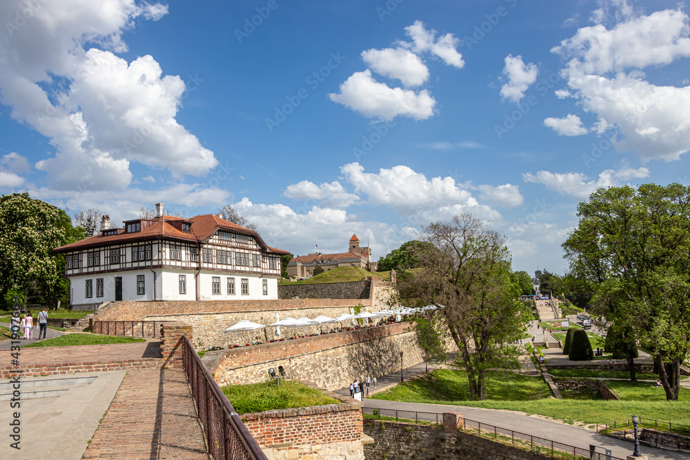 Belgrade, Serbia - May 2, 2021: Kalemegdan fortress in Belgrade, Serbia Belgrade, Serbia - May 2, 2021: Kalemegdan fortress in Belgrade, Serbia