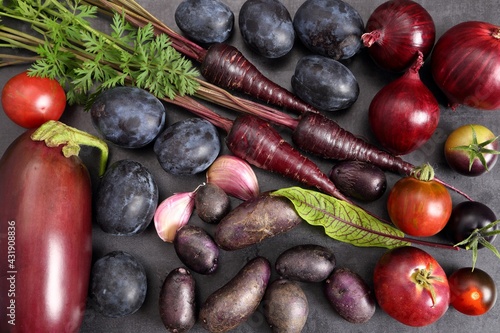 Purple vegetables and fruits.