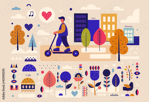 Vector illustration: summer in the city