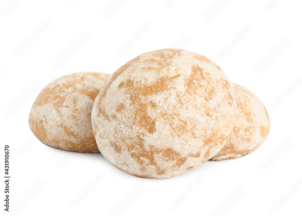 Tasty homemade gingerbread cookies on white background Tasty homemade gingerbread cookies on white background