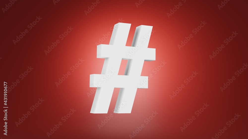 Fototapeta premium number sign 3d render on red background