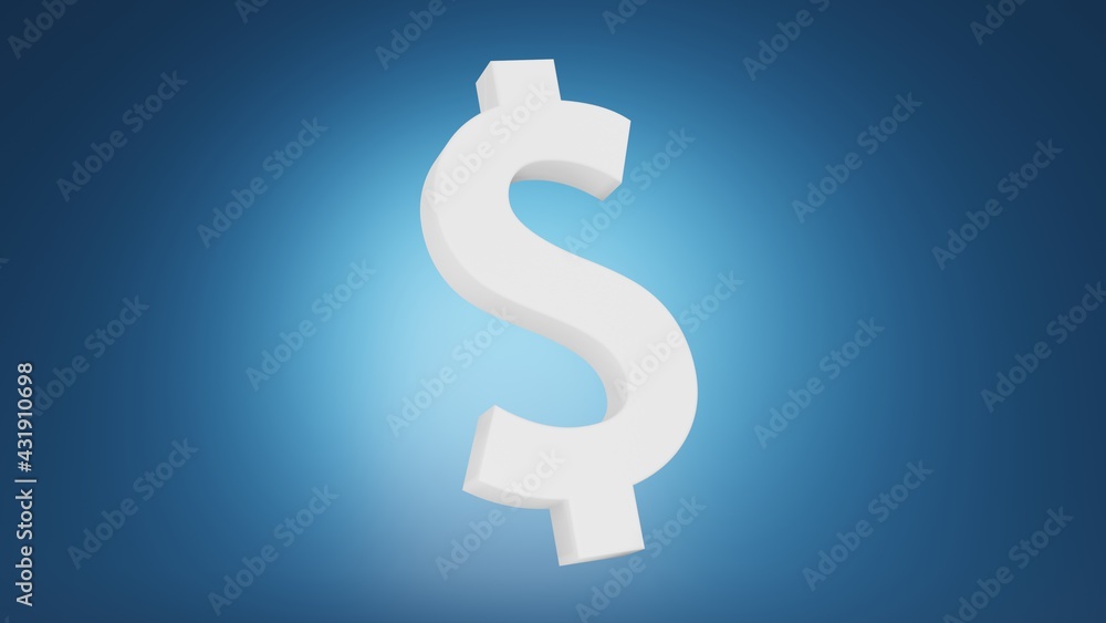 Dollar sign 3d render on blue background Dollar sign 3d render on blue background