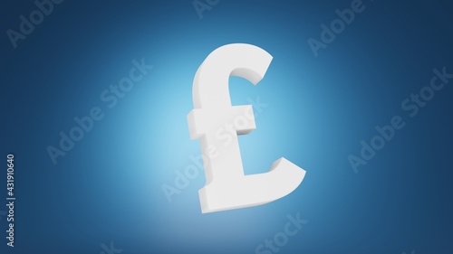 Pound sign 3d render on blue background