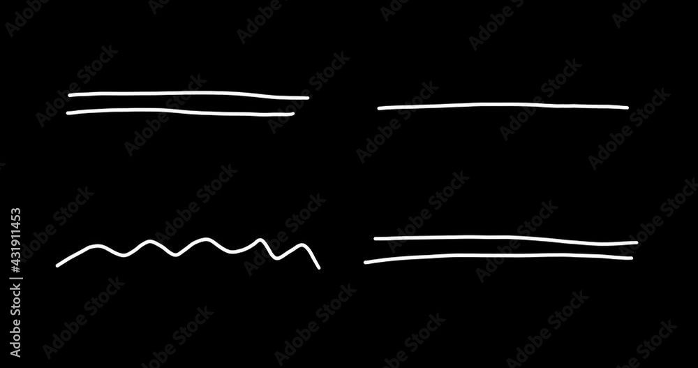 Set of Handdrawn LOOP Animation Elements Frames, Underlines