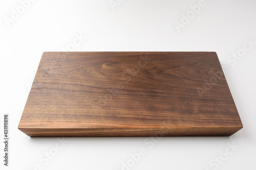 Wooden chopping board on white background