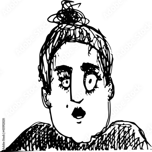 vector illustration of surprised middle aged woman isolated portrait
