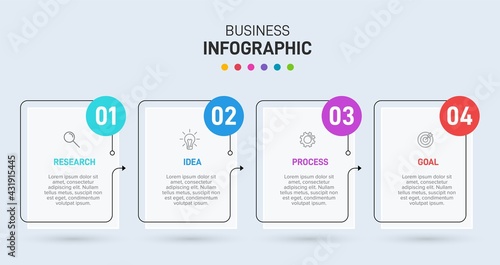 Infographic design with icons and 4 options or steps. Thin line vector. Infographics business concept. Can be used for info graphics, flow charts, presentations, web sites, banners, printed materials.