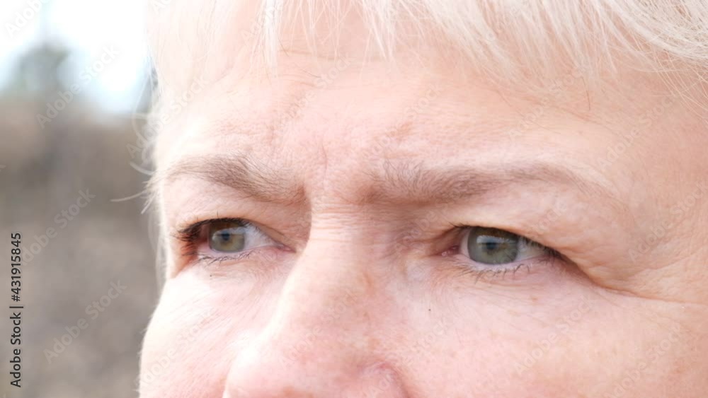 Close up eyes of mature middle-aged woman in fright reacting on horrible situation Concept of shock, terror, horror. Slow-motion, macro extreme close-up, Close up eyes of mature middle-aged woman in fright reacting on horrible situation Concept of shock, terror, horror. Slow-motion, macro extreme close-up,