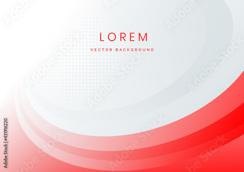 Abstract modern red, white, gray gradient waves overlap background with copy space for text. Minimal concept.