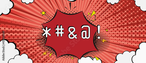 Comic book speech bubble with swear words symbols retro comics vector illustration.