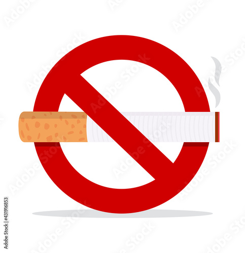 Cigarette butt No Smoking Sign concept