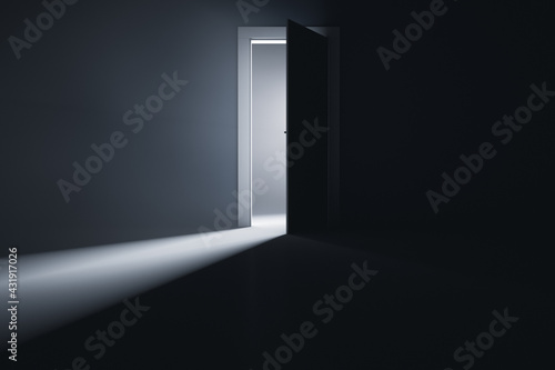 A slightly open door to a room with bright light.
