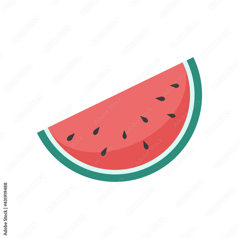Slice of watermelon, vector illustration. Isolated flat element. Cute summer print. Slice of watermelon, vector illustration. Isolated flat element. Cute summer print.