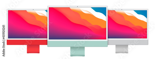 Mockup computer monitor isolated on a white background. To present your application and web design. photo