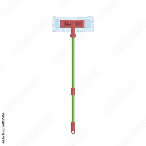 Manual spin mop with handle and rectangular brush for floor cleaning. Househo...