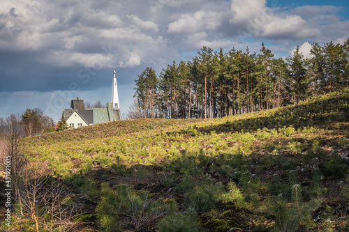 Obraz na płótnie Church in Zabiezki in Masovian Lanscape Park near Celestynow, Poland w salonie