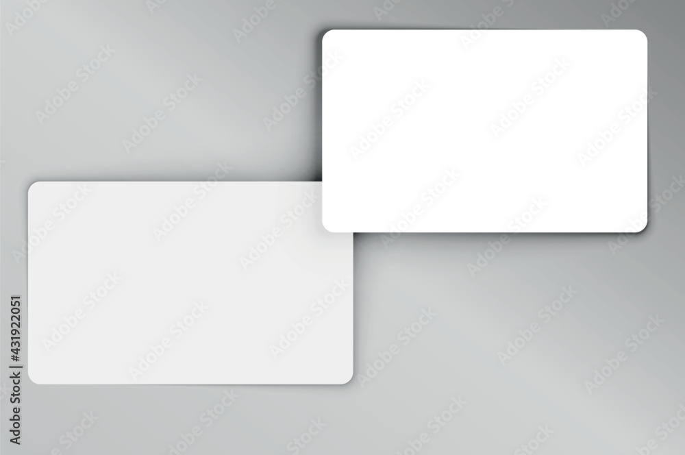 Two realistic blank plastic credit cards with shadow. Vector illustration. Two realistic blank plastic credit cards with shadow. Vector illustration.