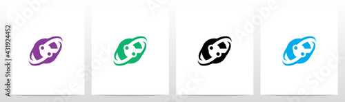 Nodes Orbitting Letter Logo Design C