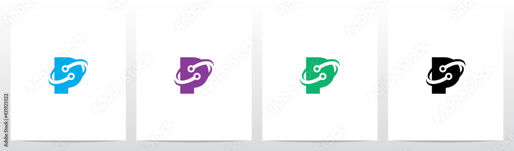 Nodes Orbitting Letter Logo Design P