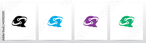 Nodes Orbitting Letter Logo Design Q