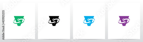 Nodes Orbitting Letter Logo Design V