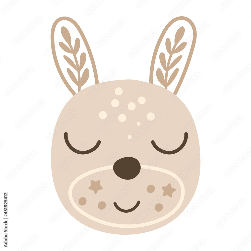 Cute baby bunny face, vector illustration. Cute baby bunny face, vector illustration.