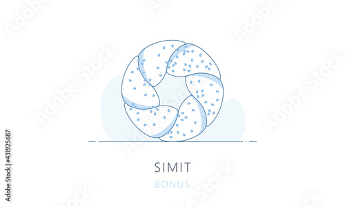 Simit, Turkish bread. Skyline vector illustration, line graphics for web pages, mobile apps and polygraphy.	